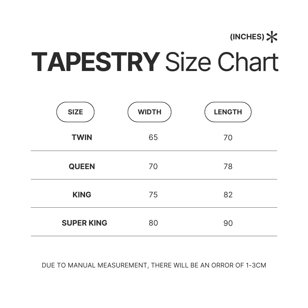 Tapestry Size Chart - Cookie Run Kingdom Store